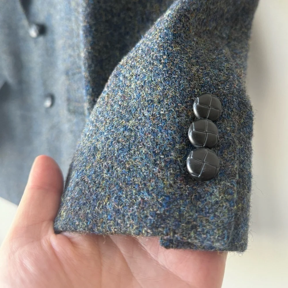 Vintage Harris Tweed Blazer Jacket Wool Men's 42R Blue Flecked 70s 80s - Picture 7 of 7